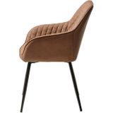 Eetkamerstoel Milton Tan Pu - Giga Living Bruin - Metaal/PU Leer