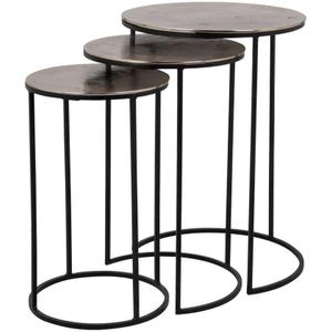 Richmond Salontafel Nolan Set Van 3 Goud - Metaal/Aluminium - 42x42x60cm