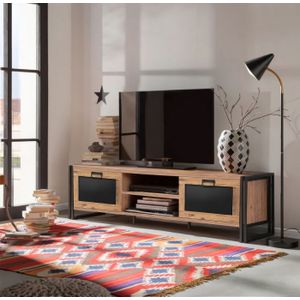 Arabic House Tv-Meubel Arcas Norma Melamine Atlantic Pine Zwart - Spaanplaat/Melamine - 50x180cm