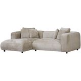 Chaise Longue Bank Nantes 3-zits Links Beige - Stof/Textiel - Giga Meubel