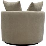 Draaifauteuil Thony Luxe Rond Beige - Stof/Metaal - Giga Meubel