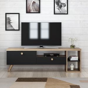 Arabic House Tv-Meubel Parion Melamine Zwart Eiken - Spaanplaat/Melamine - 47x150cm