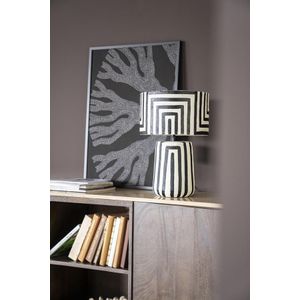 By-Boo Tafellamp Terre Hout & Metaal Zwart Wit - 30x30x44cm