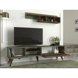 Arabic House Tv-Meubel Heron Melamine Walnoot Groen - Spaanplaat/Melamine - 48x180cm