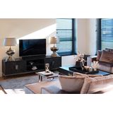 Richmond TV-meubel Zwartbone Zilver 4-Deuren 220cm - Metaal/Eikenhout