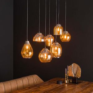 GM Hanglamp 7-Lichts Mix Amberkleurig Glas Amber - Glas