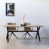 Eettafel Famke Naturel 180cm - Mangohout/Metaal - Giga Meubel