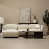 Chaise Longue Bank Lyon 3-zits Links Beige - Stof/Textiel - Giga Meubel