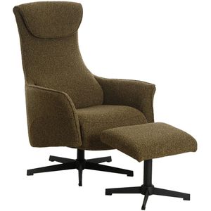 Relaxfauteuil Katie Groen Met Voetenbankje - Metaal/Stof - Giga Meubel