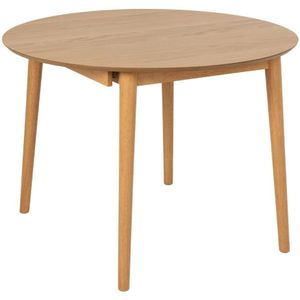 Eetkamertafel Gradje Rond Eiken Naturel Uitschuifbaar - Giga Living - Eikenhout/MDF - 154x115x75cm