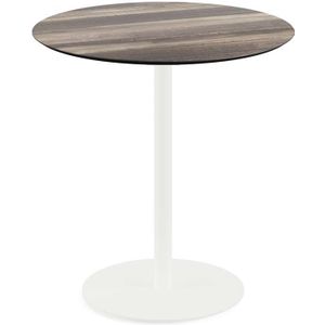 GM Tuintafel Tropical Wood Urban Wit Frame HPL Ø70cm - HPL/Staal