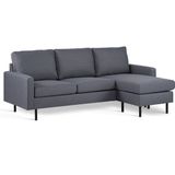 GM Chaise Longue Bank 3-Zits L+R Malmo Donkergrijs - Stof/Metaal