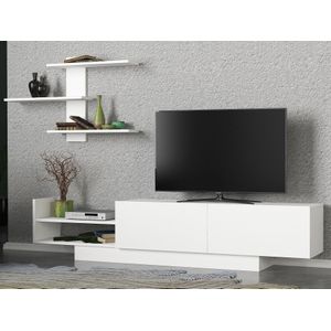 Arabic House Tv-meubel + Wandplank Egemen Melamine Wit - Melamine - 40x180cm