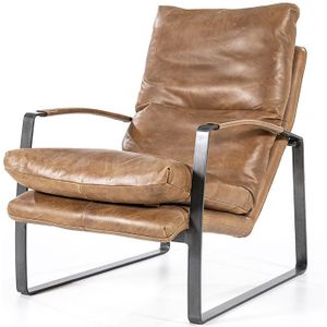 Eleonora Fauteuil Lex Cognac Vintage Leer - Leer/Metaal