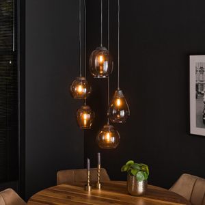 GM Hanglamp 5-Lichts Mix Getrapt Chromed Glas Chrome - Glas