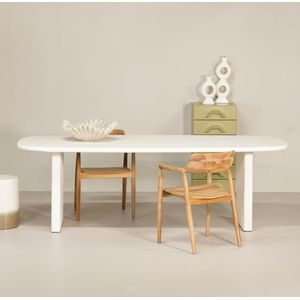 Eettafel Gin Beige Deens Ovaal 200cm - Beton/MDF - Giga Meubel