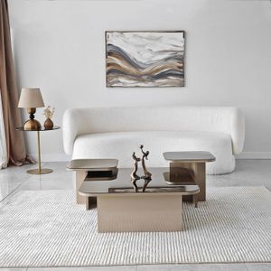 Arabic House Salontafel Jazz Beige/Brons Set Van 3 - Spaanplaat/Melamine - 80x80x30cm