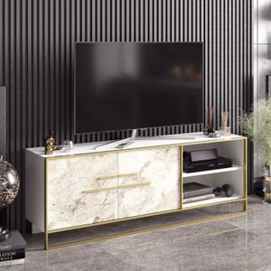 Arabic House Tv-Meubel Polka Melamine Goud Wit - Spaanplaat/Melamine - 56,6x160cm