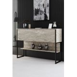 Arabic House Dressoir Luxe Travertinlook/Zwart 120cm - Metaal/Melamine