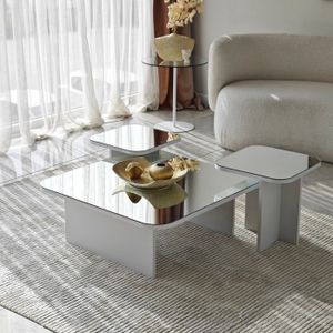Arabic House Salontafel Jazz Wit Set Van 3 - Spaanplaat/Melamine - 80x80x30cm