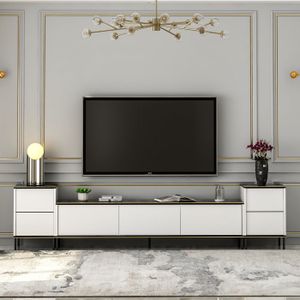 Arabic House Tv-meubel Imaj Large Wit/Zwart Marmerlook - Melamine - 60x260cm