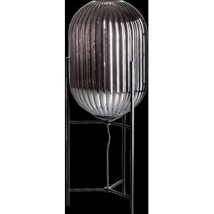 GM Tafellamp Glamm Smoked Ribbelglas Zwart Ø30x81cm - Metaal