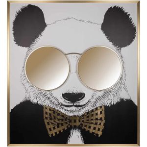 Richmond Wanddecoratie Shiny Panda 118x130cm Goud - Aluminium/Canvas