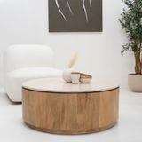 Salontafel Elan Marmer Naturel - Marmer/Mangohout - Giga Meubel - 90x90x35cm
