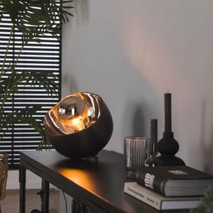 Tafellamp Zwart - Nikkel - 28x28x28cm - Tafellamp Mirror - Giga Meubel