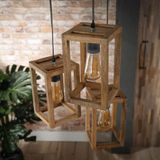 GM Hanglamp 3x Houten Frame Getrapt Naturel - Mangohout