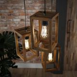 GM Hanglamp 3x Houten Frame Getrapt Naturel - Mangohout