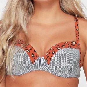 LingaDore Beach Voorgevormde Bikinitop Striped Cheetah | Maat: 90C | Kleur: Bruin/Print