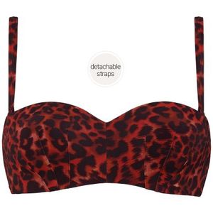 Marlies Dekkers Badmode Voorgevormde Bikinitop Panthera | Maat: 80E | Kleur: Rood/Zwart