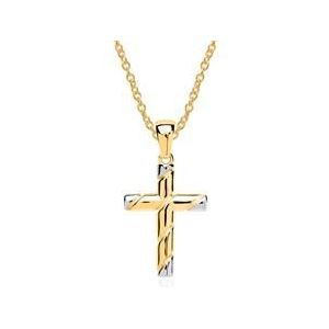 Ketting kruis hanger 8 karaat goud bicolor