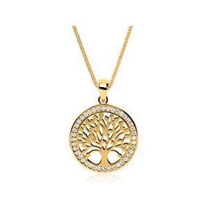 8 karaat gouden levensboom hanger ketting met Zirkonia