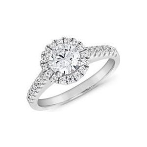 Halo ring met diamanten in witgoud of platina