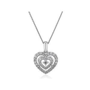 Damesketting met hartvormige hanger en diamanten in witgoud