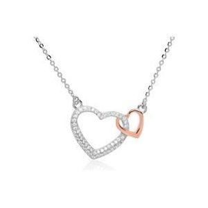 Ketting harten 925 sterling zilver roségoud Zirkonia