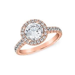 Roségouden halo ring, labgekweekte diamanten