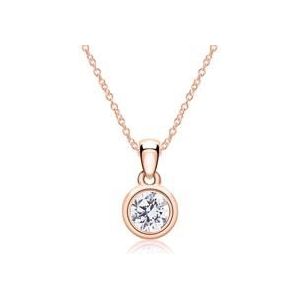 14k rose gouden collier met lab gekweekte Diamant in hanger
