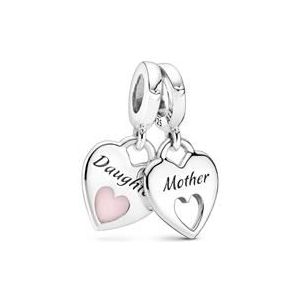 Dubbele hart bedel hanger in sterling zilver