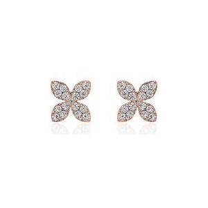 Oorbellen bloem in roségoud met diamant