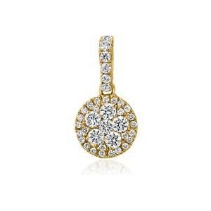 Halo hanger met diamanten in geel goud, lab-gegroeid