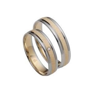 Trouwringen in geel- en witgoud met Diamant