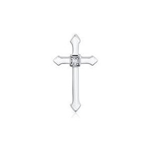 14 karaat witgouden hanger kruis met Diamant
