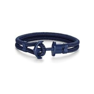 Phrep blauwe nylon armband met roestvrij stalen anker