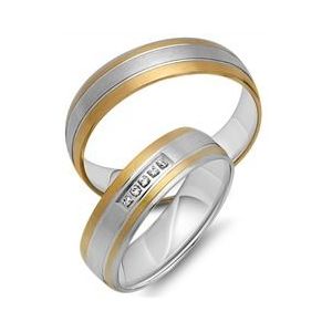 Trouwringen 14 karaat geel-witgoud 5 briljanten