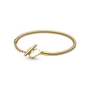 Damesarmband met gegraveerde t-sluiting, hart, goud