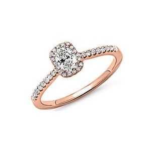 Halo ring 14 karaat roségoud met Diamanten