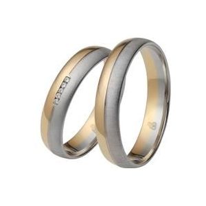 Trouwringen in geel en witgoud met Diamant